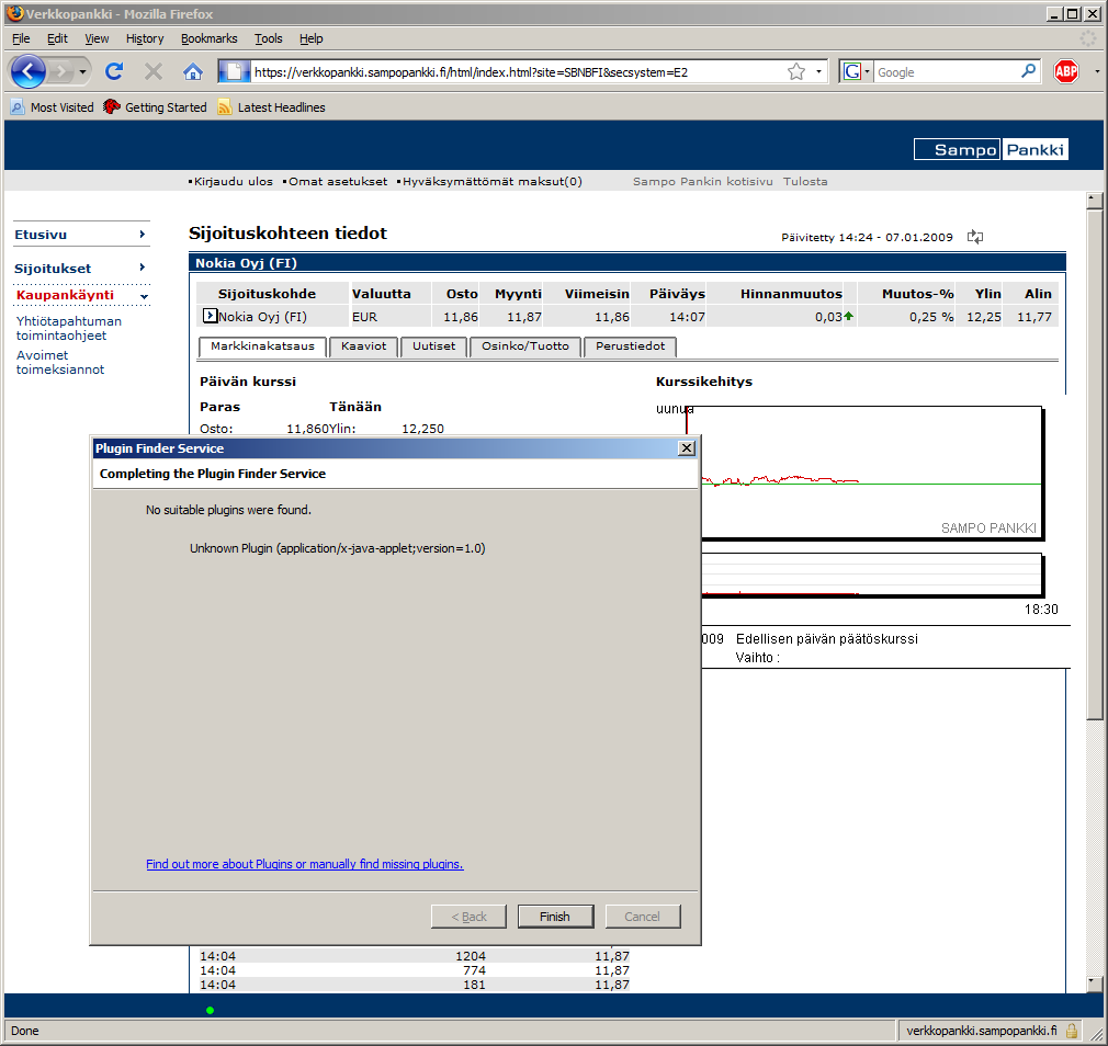 Puuttuva lis�osa application/x-java-applet;version=1.0